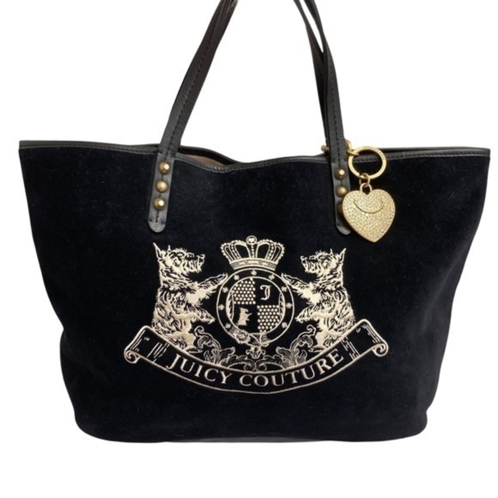 Juicy couture black vintage velour royal Scottie black y2k tote bag